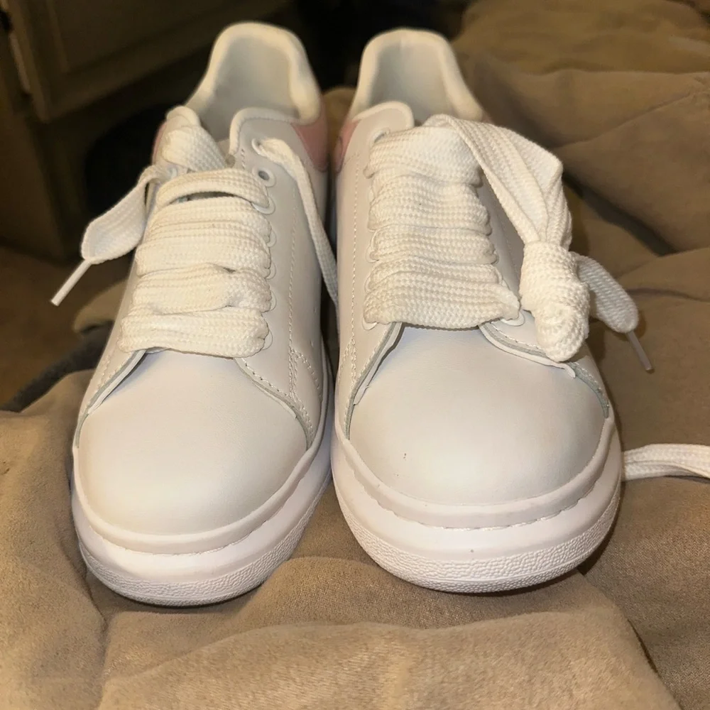 White Sneakers with Pink Accents - Picture 3 of 6